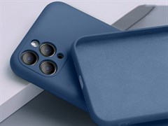 Чехол iPhone 12 Pro с барх. внутри, защ. камеры, закр. низ темно-синий