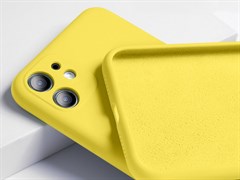 Чехол iPhone 12 Pro Max с барх. внутри, защ. камеры, закр. низ желтый